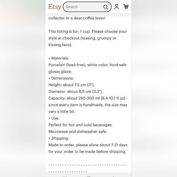 Porcelain Mood Cup Grumpy Face - Picture 8 of 8